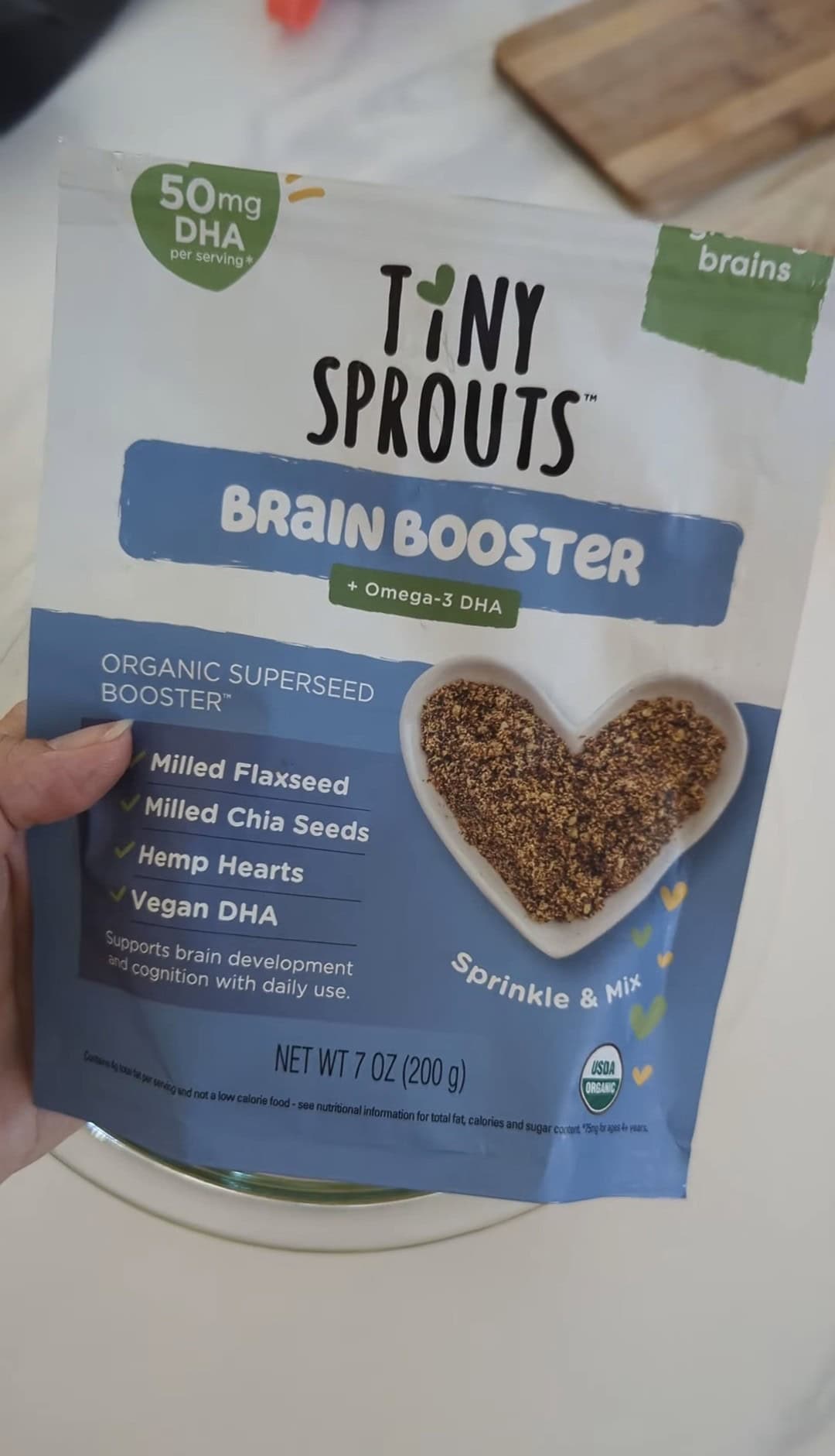 Tiny Sprouts Brain Booster organic superseed with omega-3 DHA
